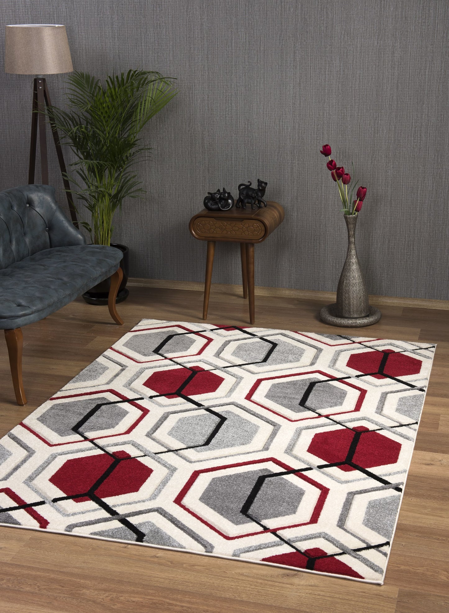 Mia Rug Cream-Red