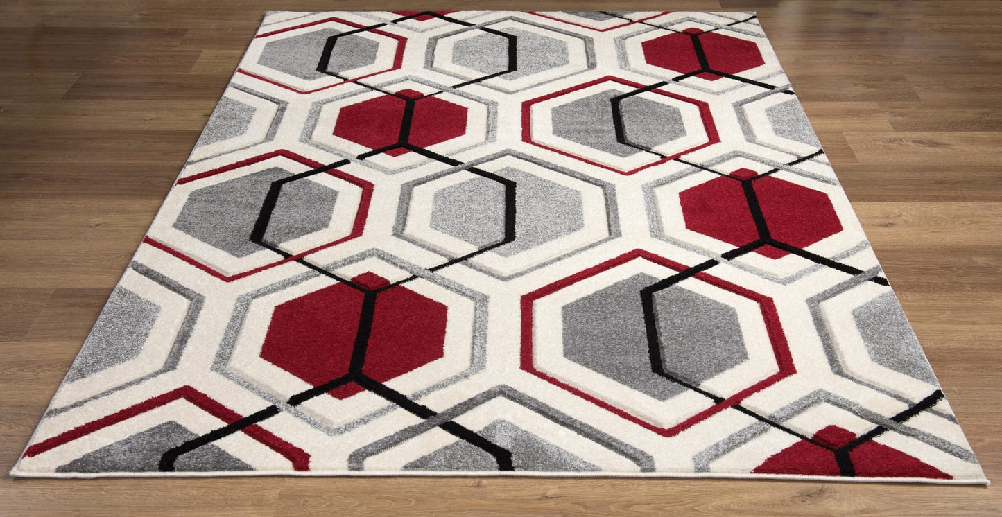 Mia Rug Cream-Red