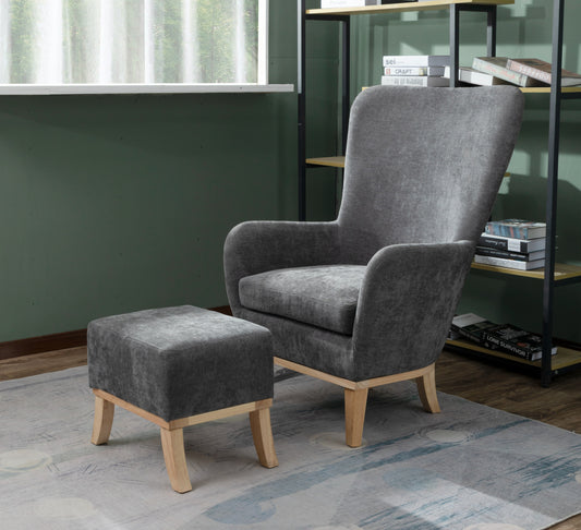 Morgan Chair + Footstool Dark Grey