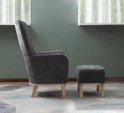 Morgan Chair + Footstool Dark Grey