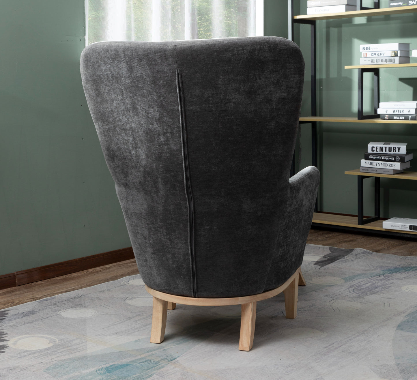 Morgan Chair + Footstool Dark Grey