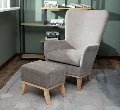 Morgan Chair + Footstool Light Grey