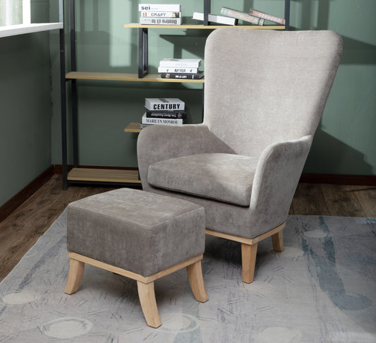 Morgan Chair + Footstool Light Grey