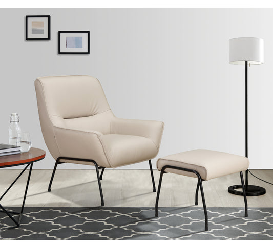 Paco Chair + Stool (Cream Leather)
